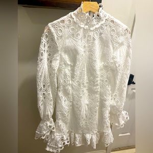 PrettyLittleThing White Lace Top Pleated Midi Dress NEW with tags bridal